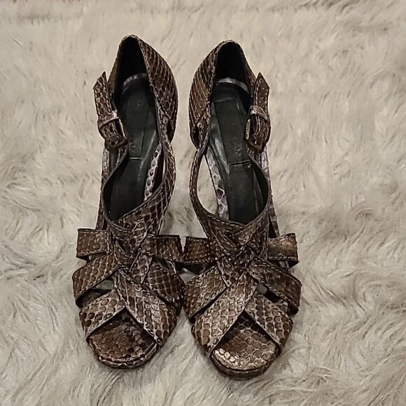 Derek lam womens brown snakeskin heels size 36 1/2 us size 5 1/2 - Picture 1 of 8